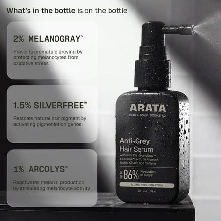 Arata Anti - Grey Hair Serum | Helps Slow Premature Greying | 30 Ml