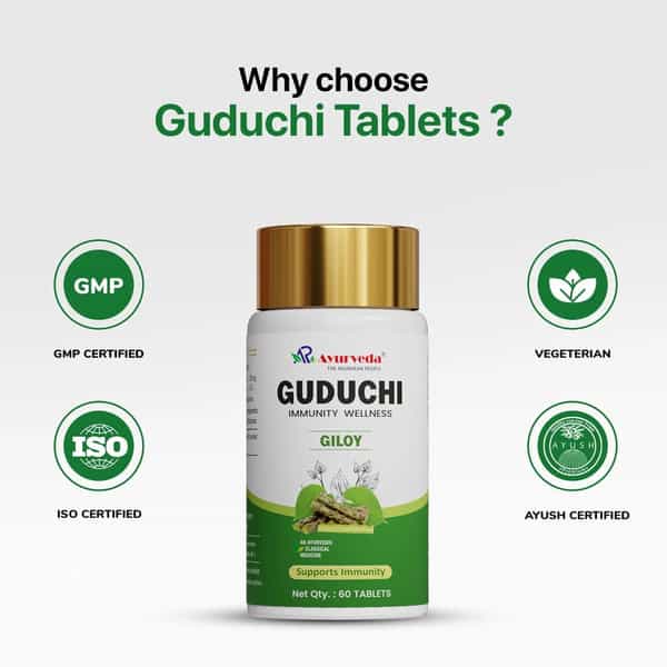 A R Ayurveda Guduchi Tablets | Giloy Herbal Ayurvedic Supplement - 60 Tablets