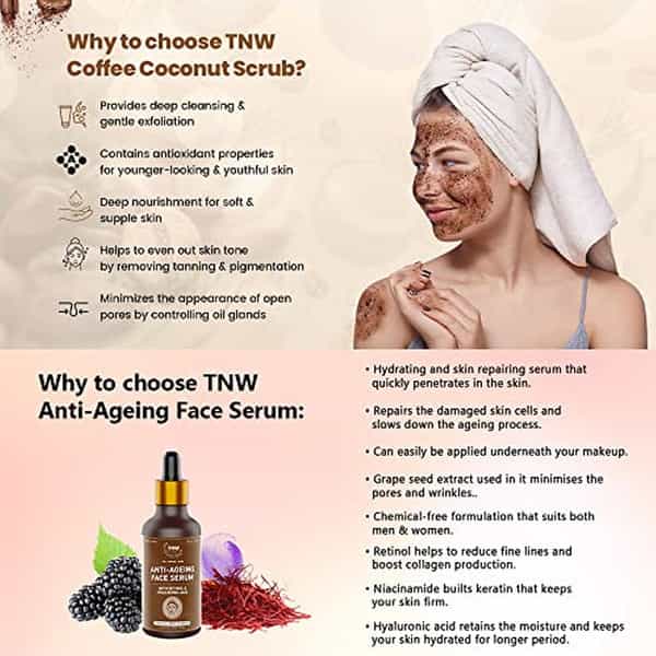 Tnw-T Face & Skin Care Combo (Coffee Coconut Scrub + Anti-Aging Serum)