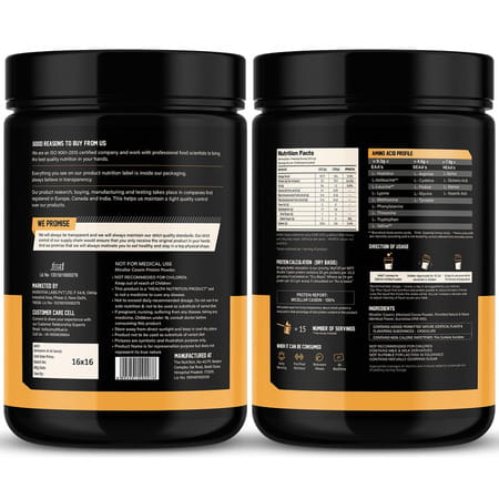 Myfitfuel Mff Micellar Casein Protein Powder 500g (1.1 Lbs) Chocolate Silk | Slow Release Protein