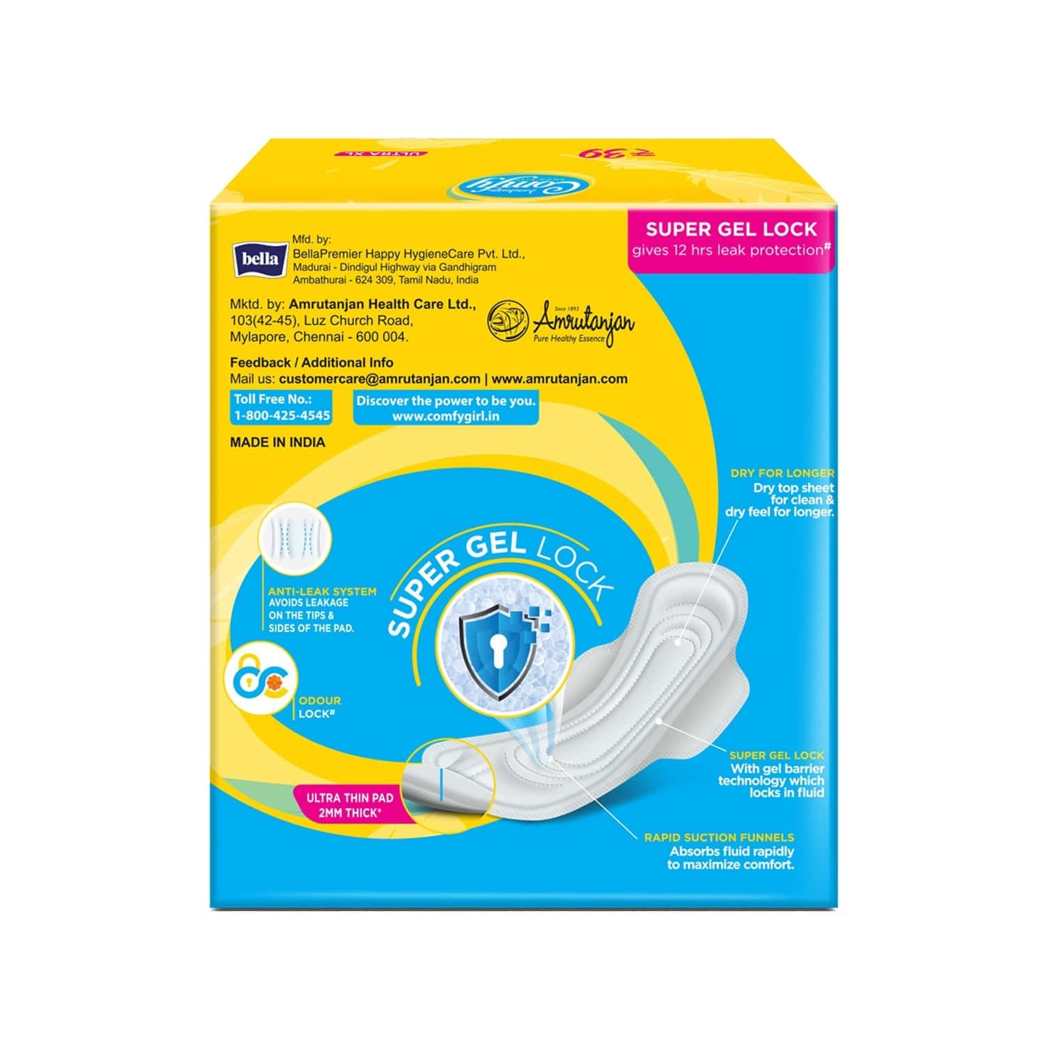 Buy AMRUTANJAN COMFY ULTRA XL SANITARY PADS PACKET OF 6 Online & Get