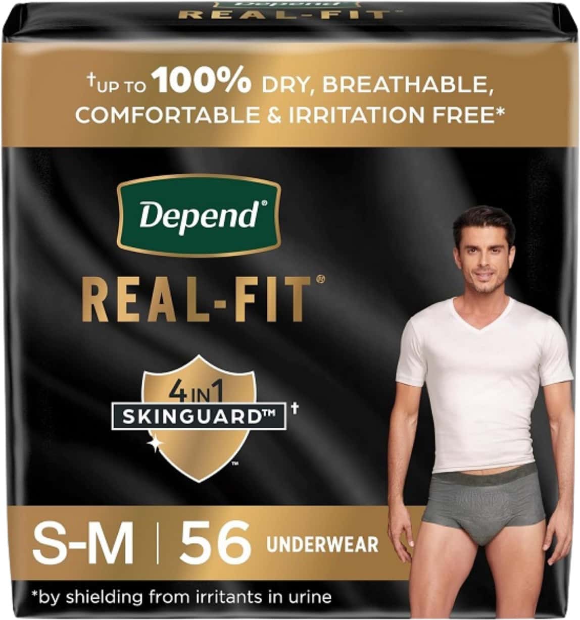Depend Real Fit Incontinence Briefs For Men| Maximum Absorbency| S/M| Grey 56n