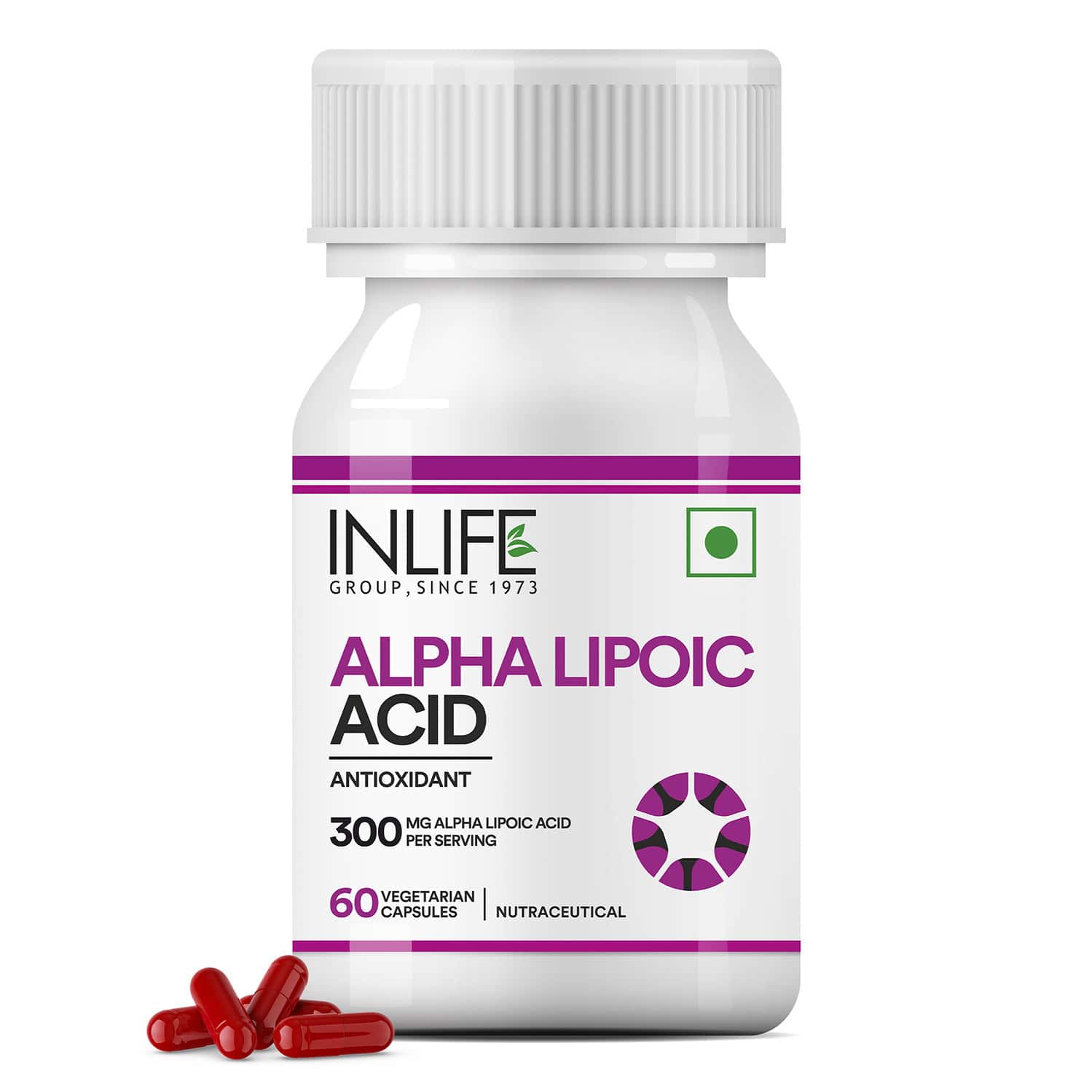 Inlife Alpha Lipoic Acid Ala Universal Antioxidant Supplement 300 Mg - 60 Vegetarian Capsules
