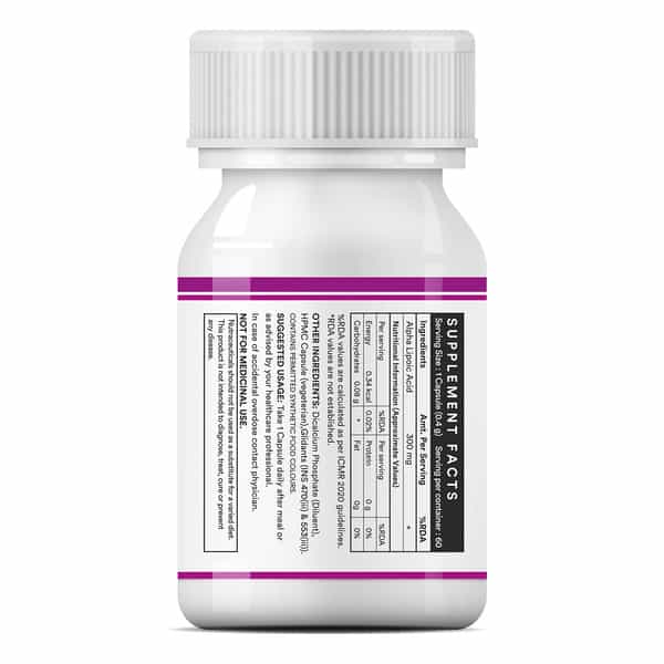 Inlife Alpha Lipoic Acid 300Mg For Nerve Health & Energy - 60 Capsules