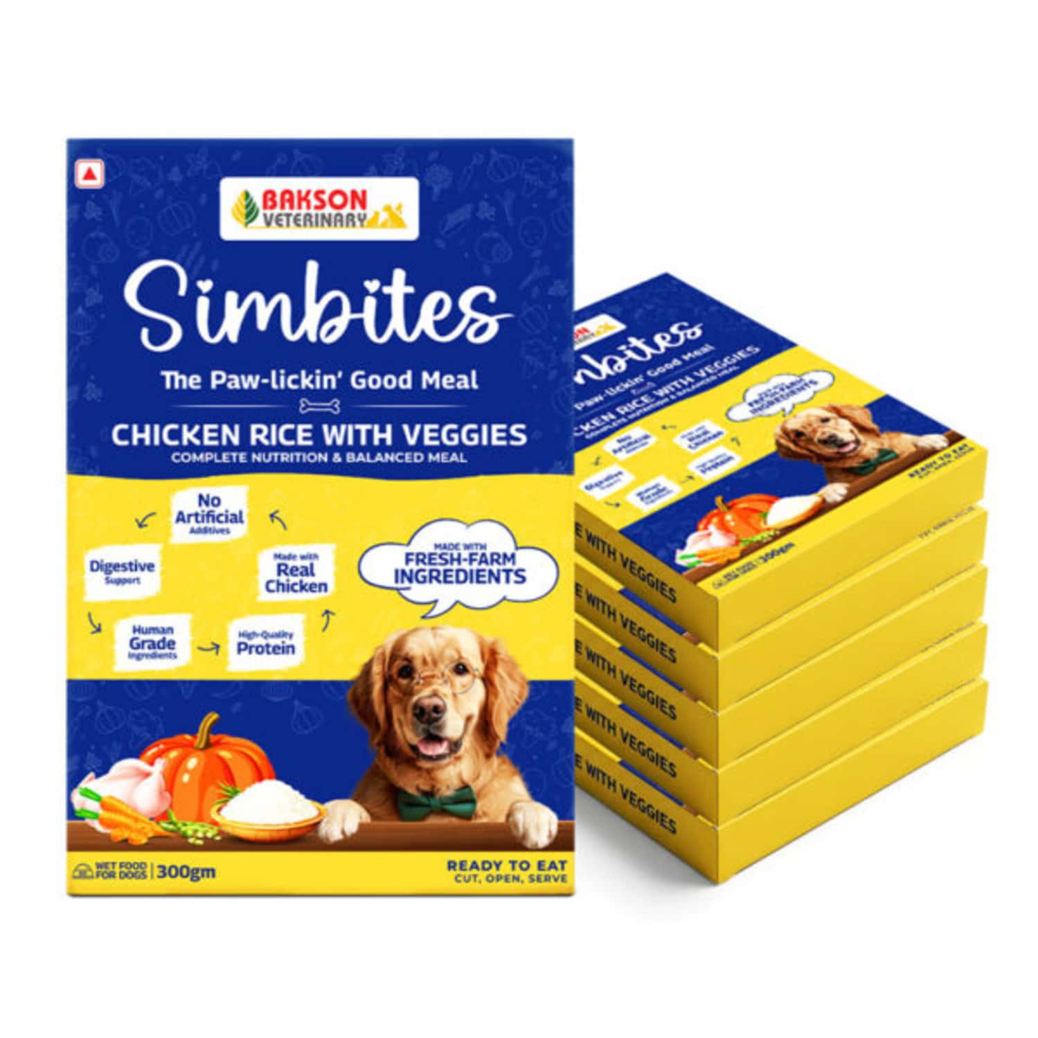 Bakson Veterinary Simbites Chicken Rice With Veggies Wet Food For Dogs 300 Gm (Pack Of 6)