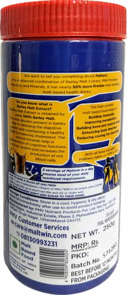 Maltwin Nutritional Drink For Kids For Growth & Immunity Chocolate Bourbon - 2 X 250 Gm Jar