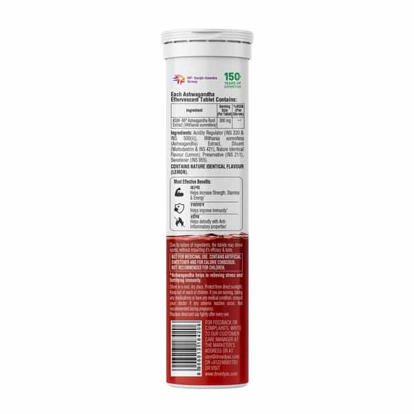 Dr. Vaidya's Ashwagandha Effervescent Tablets | Ksm- 66 Ashwagandha | 15N (Pack Of 2) (Lemon)