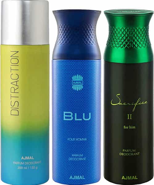 Ajmal 1 Distraction Unisex 1 Blu Homme & 1 Sacrifice Ii Men Deo Each 200Ml Combo Pack 3