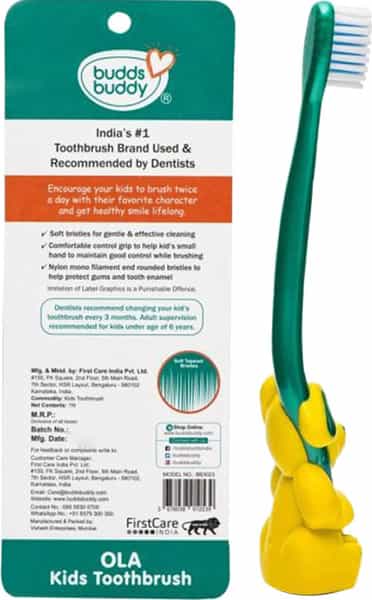 Buddsbuddy Animal Shaped Ola Kids Soft Bristles Tooth Brush For 2 Years 1N
