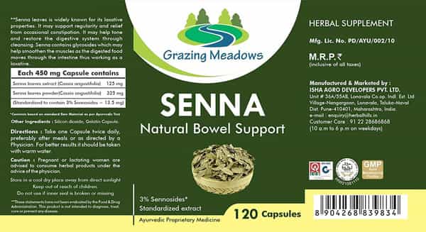 Grazing Meadows Senna Capsules Senna Leaves 120 Capsules (Pack Of 5)