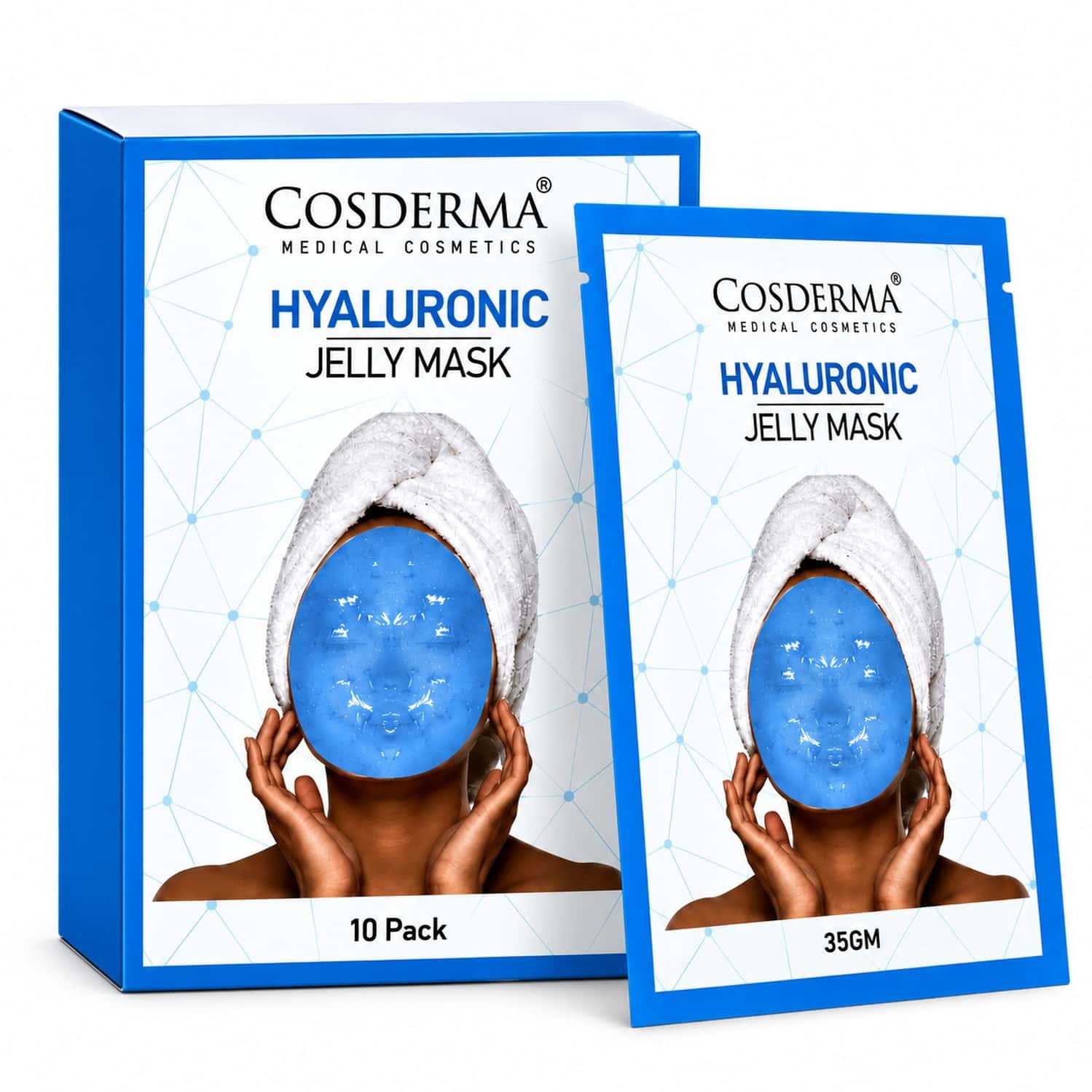 Cosderma Hyaluronic Jelly Mask 35gm | Hydrating Face Mask | Deep Moisturizing Care| Pack Of 10