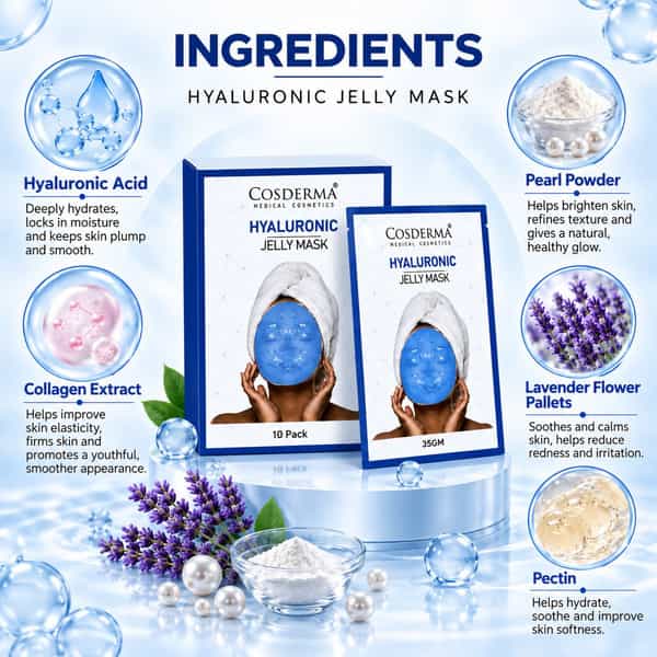 Cosderma Hyaluronic Jelly Mask 35Gm | Hydrating Face Mask | Deep Moisturizing Care| Pack Of 10