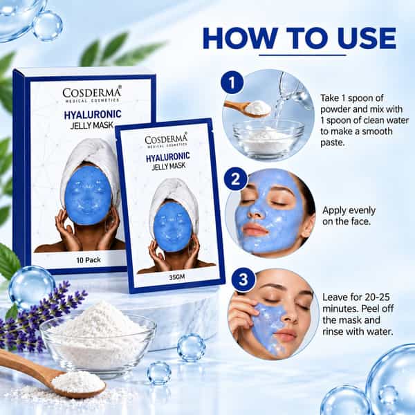 Cosderma Hyaluronic Jelly Mask 35Gm | Hydrating Face Mask | Deep Moisturizing Care| Pack Of 10