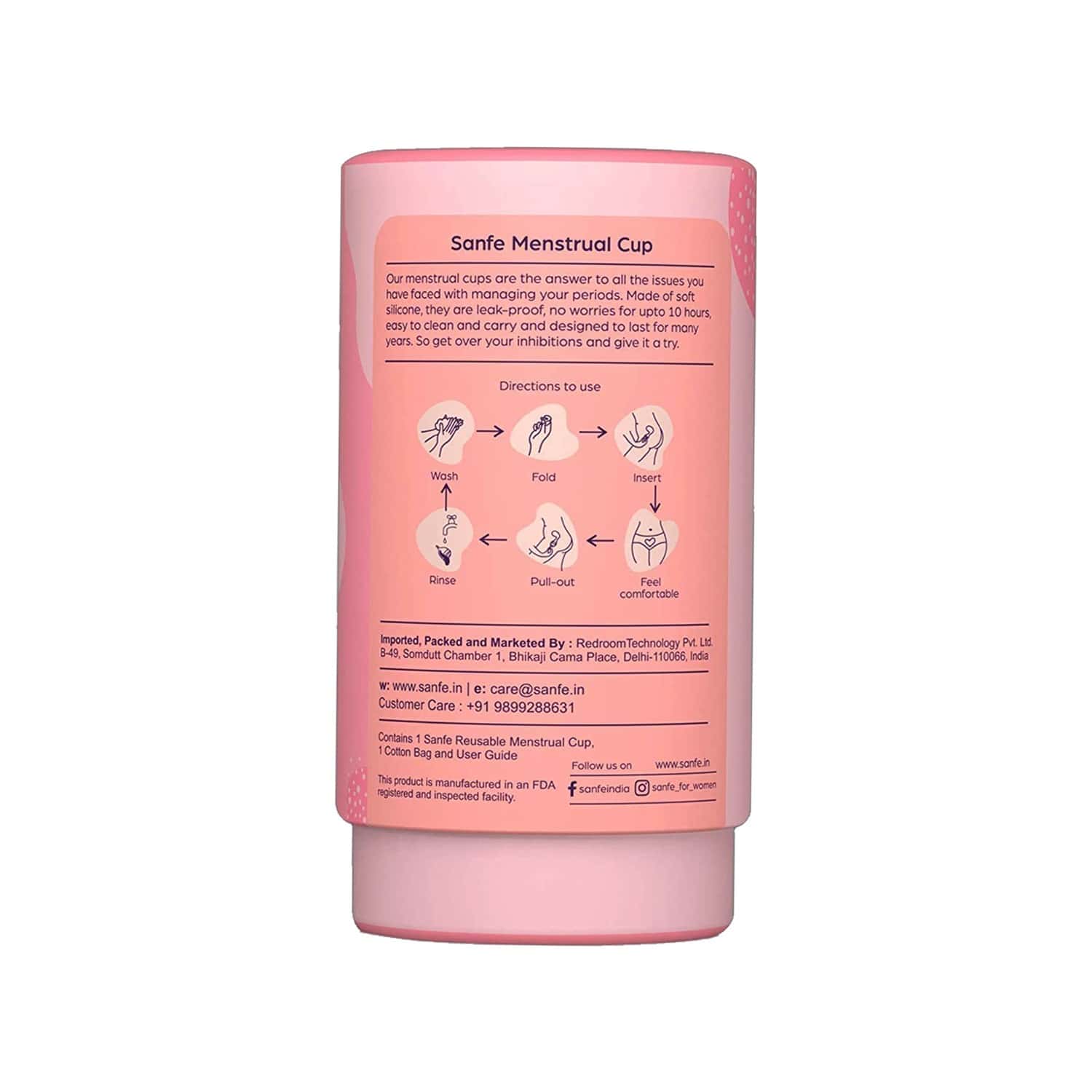 Buy SANFE REUSABLE MENSTRUAL CUP WITH NO RASHES LEAKAGE OR ODOR