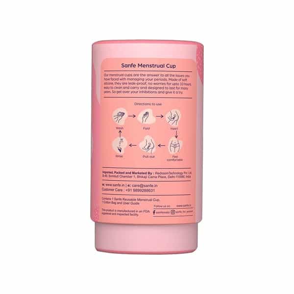 Sanfe Reusable Menstrual Cup With No Rashes Leakage Or Odor-Premium Design Small Size (Pack Of 2)