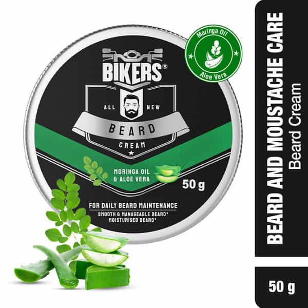 Biker's Beard Cream For Daily Beard Maintenance | Enriched With Moringa Oil And Aloe Vera (50 G)