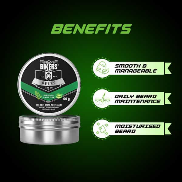 Biker's Beard Cream For Daily Beard Maintenance | Enriched With Moringa Oil And Aloe Vera (50 G)