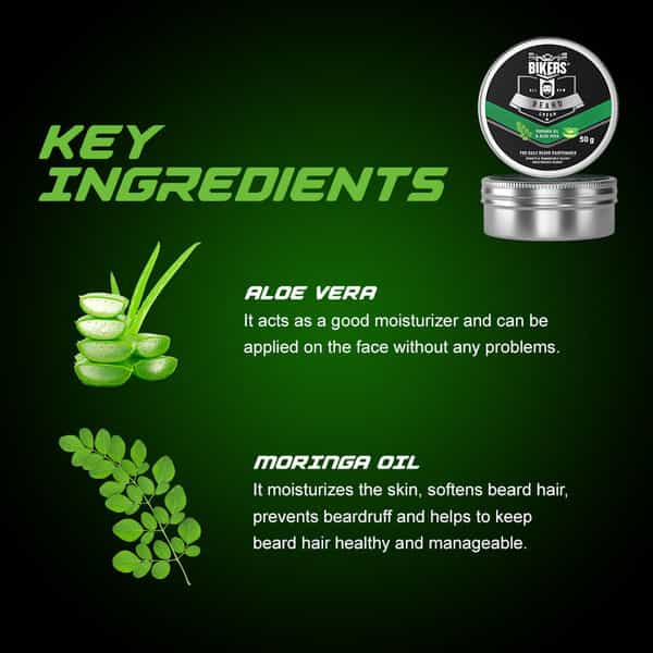 Biker's Beard Cream For Daily Beard Maintenance | Enriched With Moringa Oil And Aloe Vera (50 G)