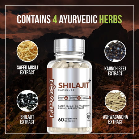 Nirvasa Shilajit With Safed Musli For Strength | Power & Stamina 60 Capsules