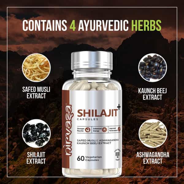 Nirvasa Shilajit With Safed Musli For Strength | Power & Stamina 60 Capsules