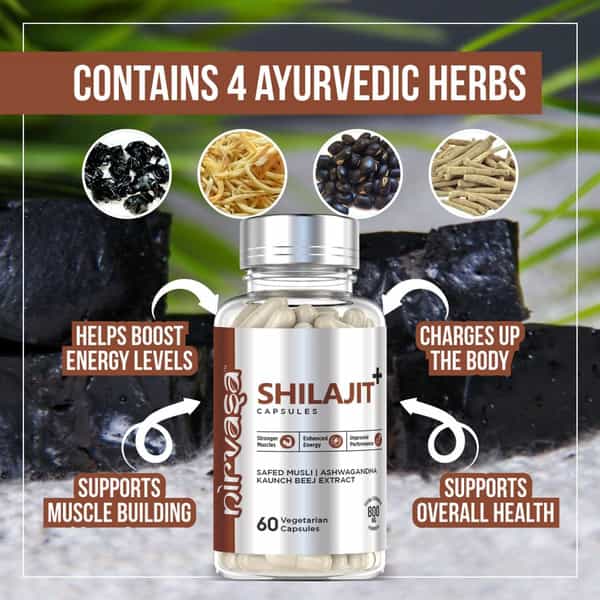 Nirvasa Shilajit With Safed Musli For Strength | Power & Stamina 60 Capsules