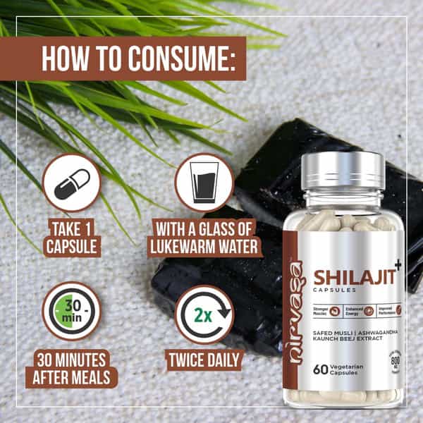 Nirvasa Shilajit With Safed Musli For Strength | Power & Stamina 60 Capsules