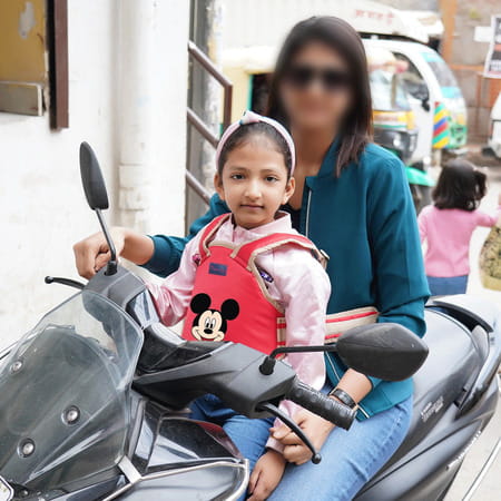 Magic Seat- 2 Wheelerkids Safety Seat Belt For 2 Wheelers (Red-Mickey Mouse)