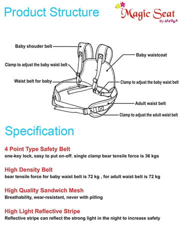 Magic Seat- 2 Wheelerkids Safety Seat Belt For 2 Wheelers (Red-Mickey Mouse)