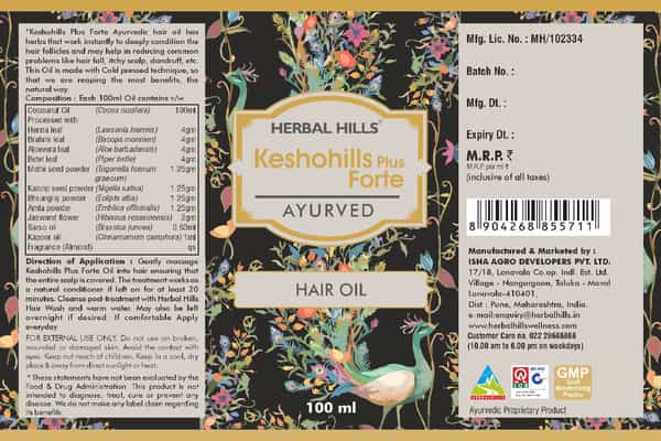 Herbal Hills Kesho Forte Ayurvedic Hair Oil 100 Ml Hair Care Natural Hair Growth (Pack Of 5)