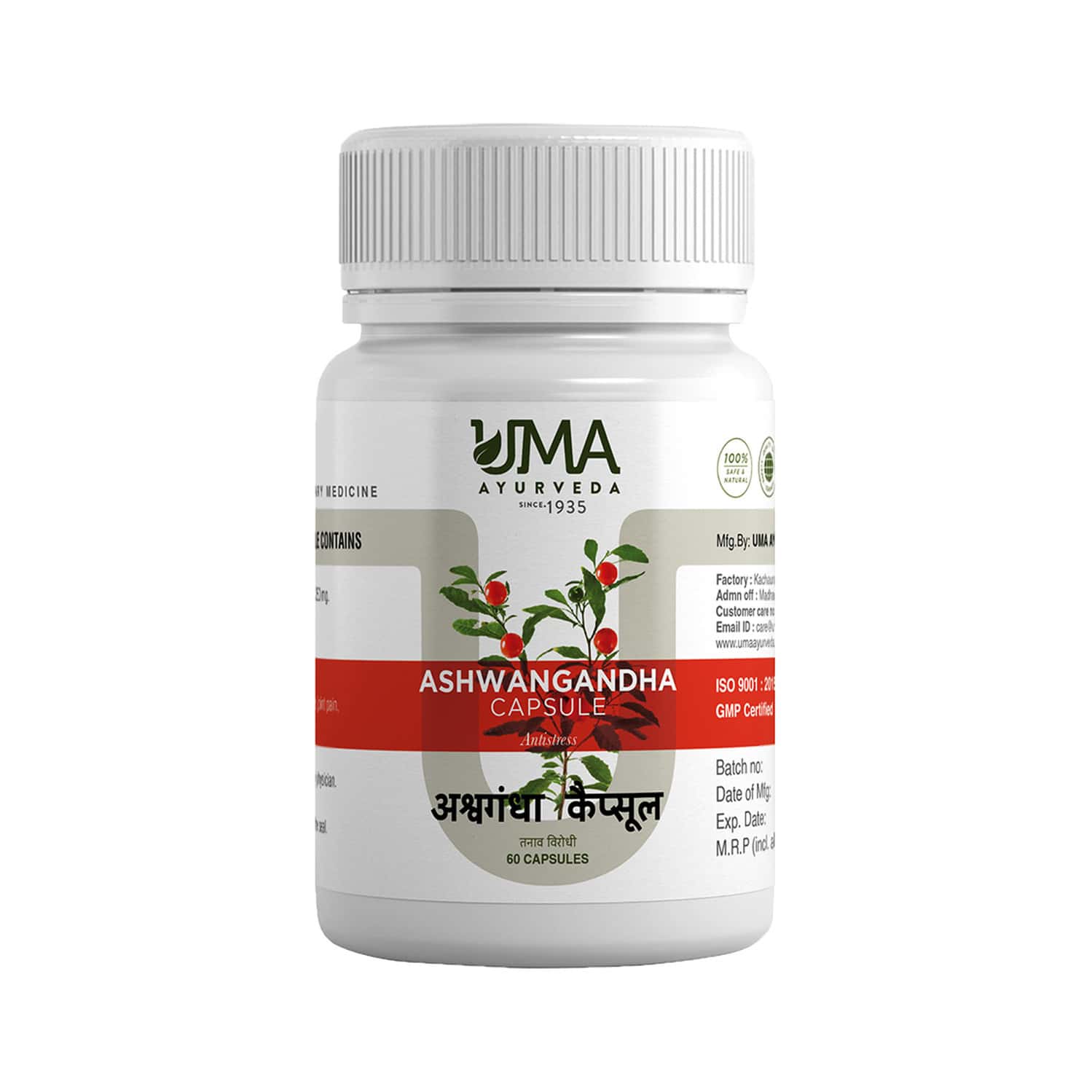 Uma Ayurveda Ashwagandha Capsule Ayurvedic Capsules 60 Caps