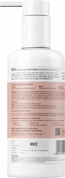 Sesa Rice Water Conditioner With Biotin & Shea Butter No Sulphates Parabens Or Silicones - 300 Ml