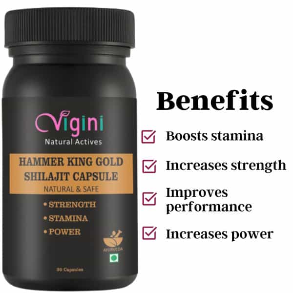 Vigini Hammer King Lubricants Sexual Enhancer Delay Spray Men & Shilajit Gold Power Booster Capsule