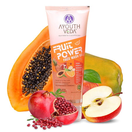 Ayouthveda Fruit Power Face Wash Gel | Vitamin A C & Antioxidant Rich Fruits | Cleanse Skin 100 Ml