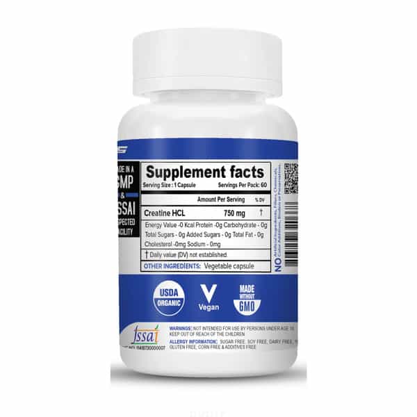 Nutrija-Creatine Hcl 750 Mg- 60 Capsules