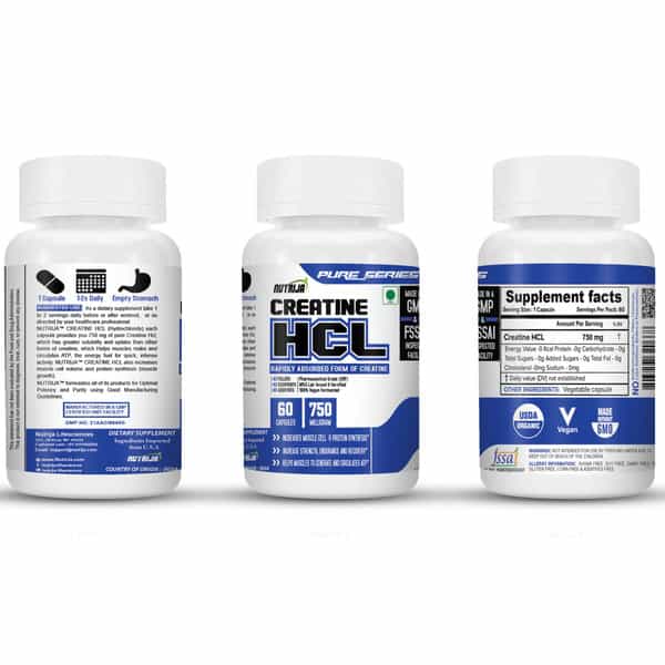 Nutrija-Creatine Hcl 750 Mg- 60 Capsules