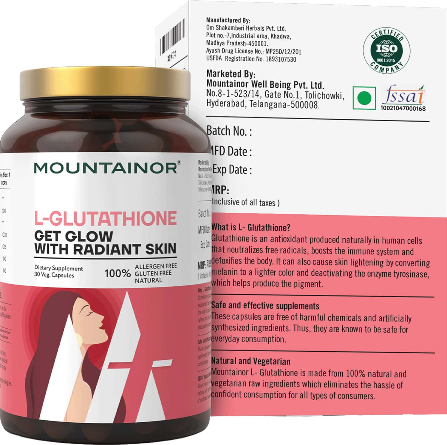 Buy MOUNTAINOR L-GLUTATHIONE GET GLOW WITH RADIANT SKIN BOTTLE OF 30  CAPSULES Online & Get Upto 60% OFF at PharmEasy