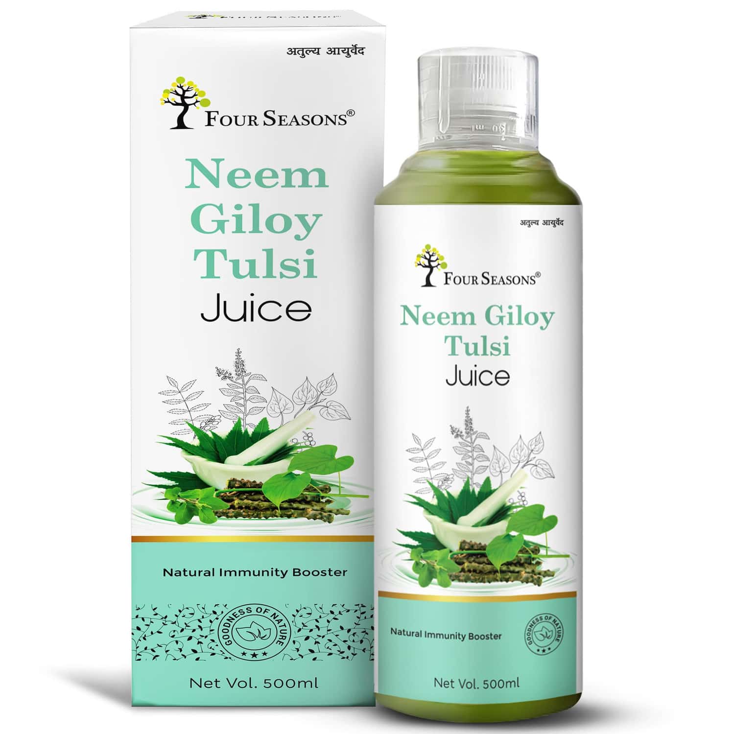 Four Seasons Neem Giloy Tulsi Juice 500ml | 3-In-1 Immunity Boosters | Improve Liver Health