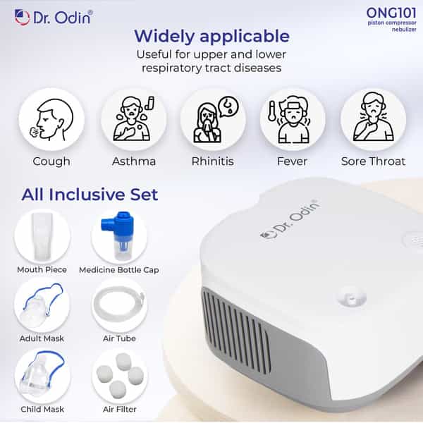 Dr. Odin Ong 101 Portable Nebulizer Machine For Child And Adult | Make In India | White & Grey