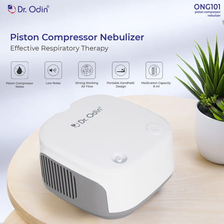 Dr. Odin Ons 105 Smart Portable Nebulizer | Whisper Quiet Operation | Stylish White & Grey