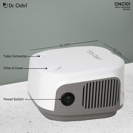 Dr. Odin Ons 105 Smart Portable Nebulizer | Whisper Quiet Operation | Stylish White & Grey