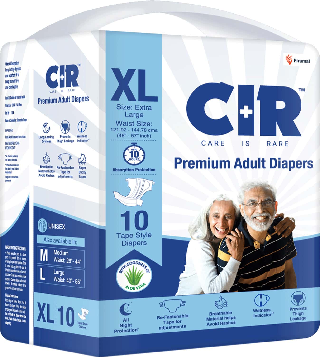 Cir Premium Tape Style Adult Diaper | Extra Large | | Waist(48-57) Inch | 10 Nos