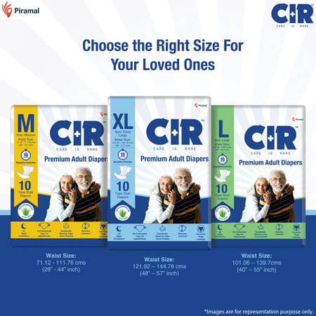 Cir Premium Tape Style Adult Diaper | Extra Large | | Waist(48-57) Inch | 10 Nos