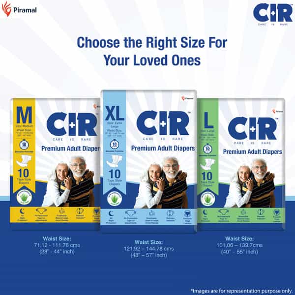 Cir Premium Tape Style Adult Diaper | Extra Large | | Waist(48-57) Inch | 10 Nos