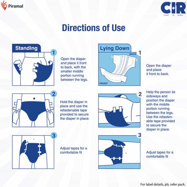 Cir Premium Tape Style Adult Diaper | Extra Large | | Waist(48-57) Inch | 10 Nos