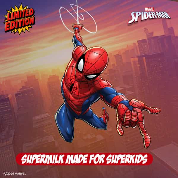 Gritzo Supermilk Growth+ Spiderman (7-12Y Boy)| 10G Protein Powder (Double Chocolate| 400G)