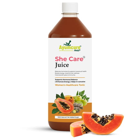 Ayumcure She Care Juice For Women | Supports Hormonal Balance Pcos/Pcod Relief & Regular Cycles - 1l