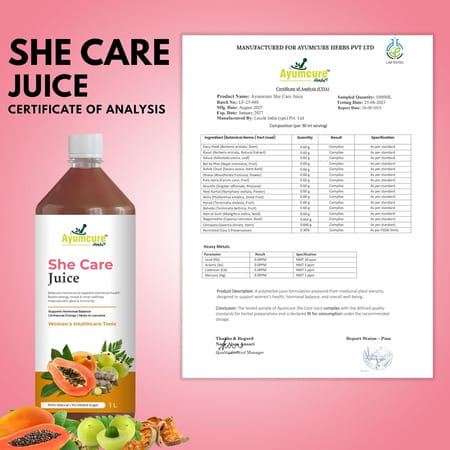 Ayumcure She Care Juice For Women | Supports Hormonal Balance Pcos/Pcod Relief & Regular Cycles - 1l