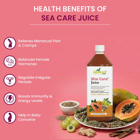 Ayumcure She Care Juice For Women | Supports Hormonal Balance Pcos/Pcod Relief & Regular Cycles - 1l