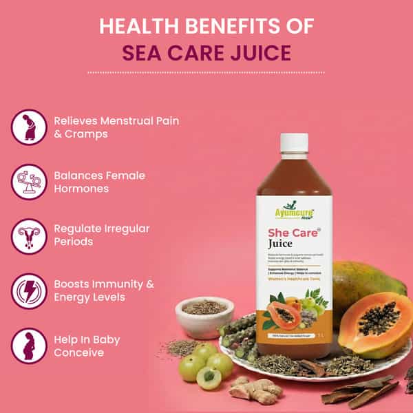 Ayumcure She Care Juice For Women | Supports Hormonal Balance Pcos/Pcod Relief & Regular Cycles - 1L