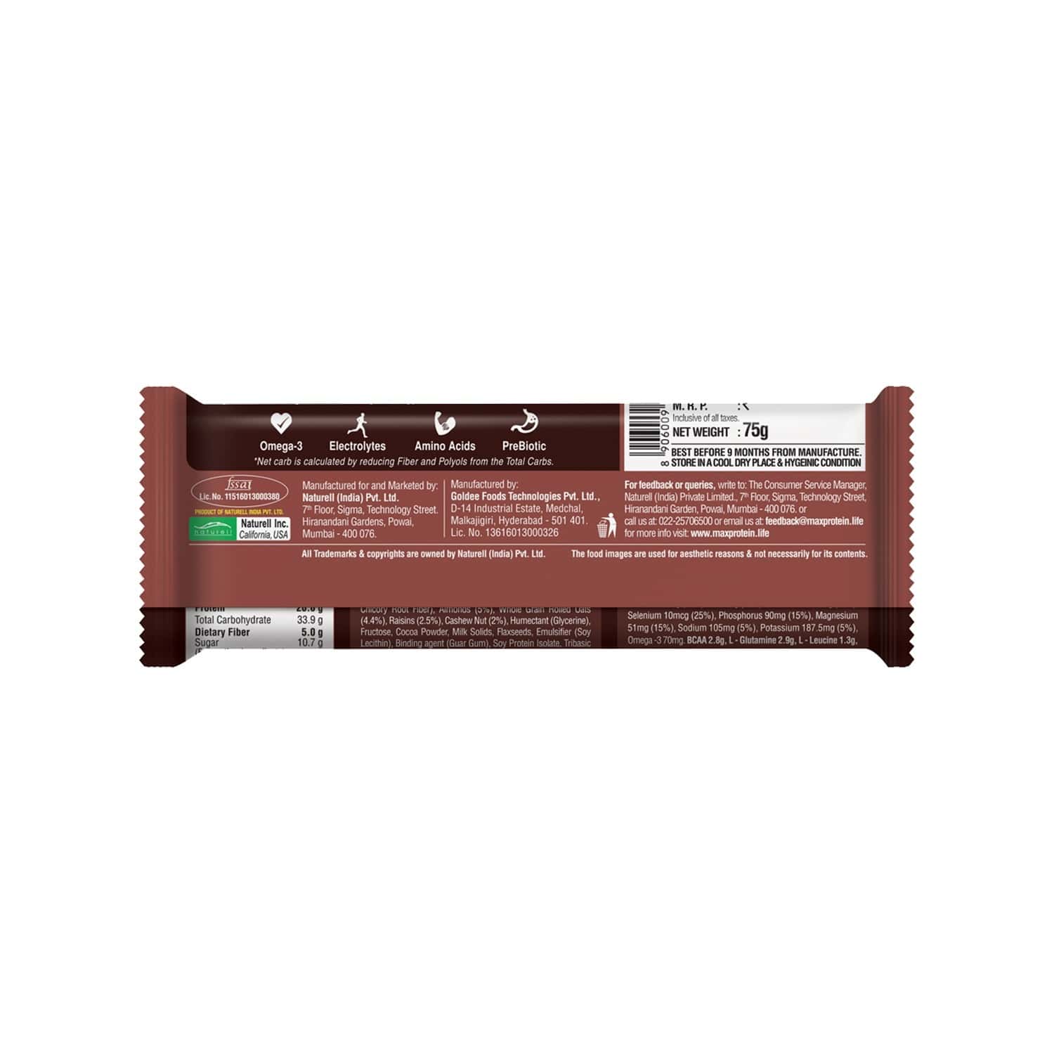 Buy Ritebite Max Protein Active Choco Fudge Nutrition Bar (75gm X 3